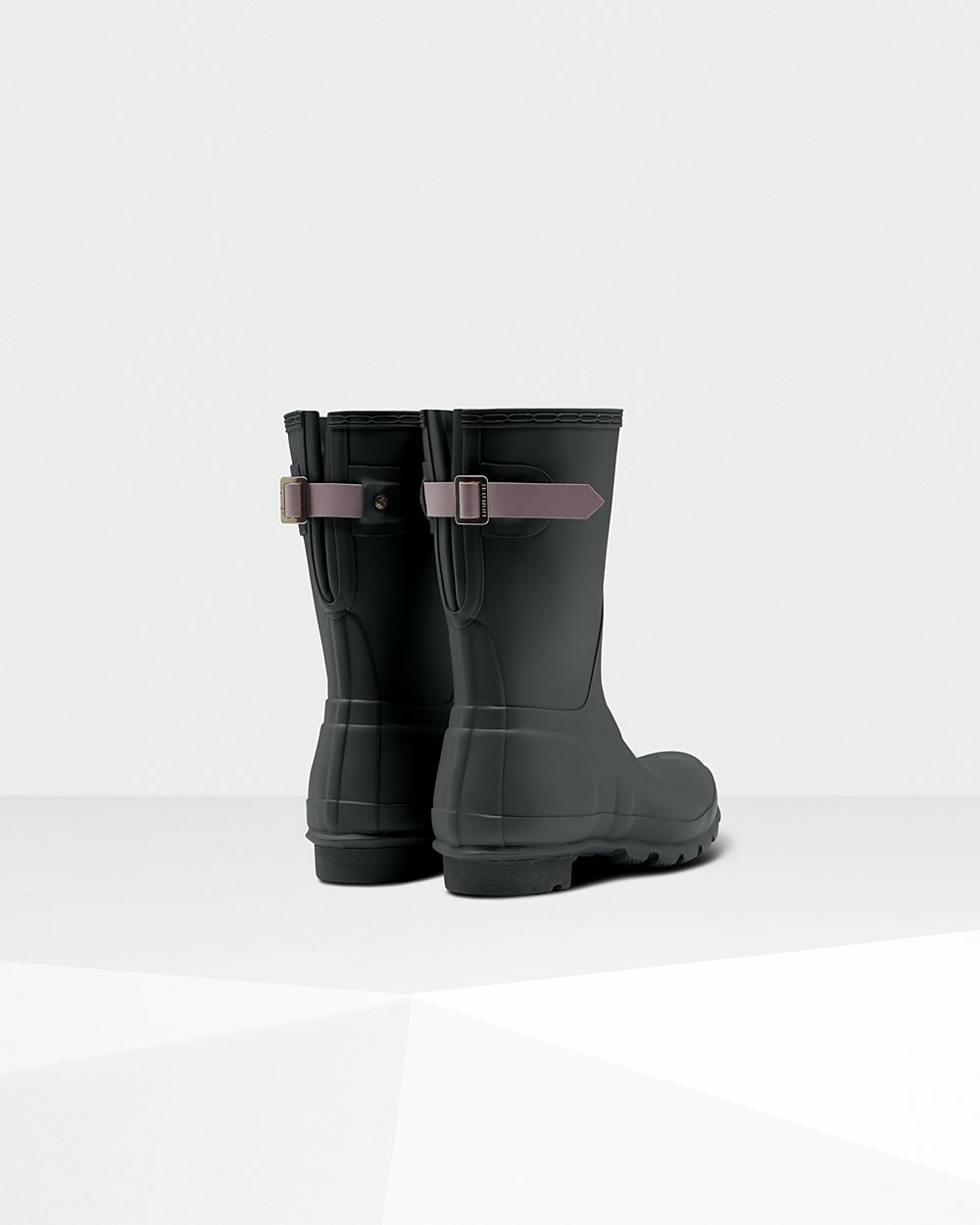 Hunter Mujer Original Back Adjustable - Botas de Lluvia Verde Oscuro/Moradas - 679-HXSVBE